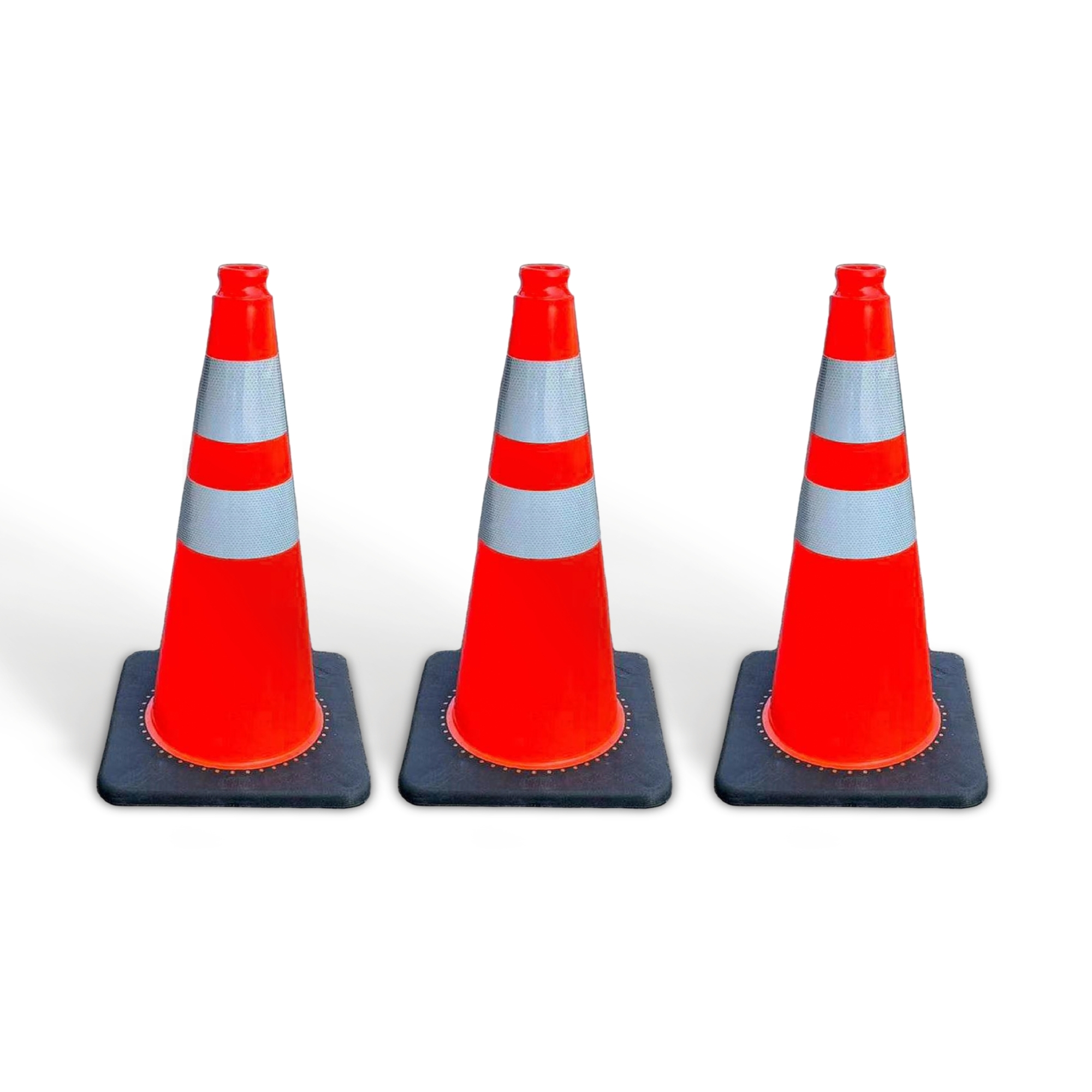 4Dock Reflective Traffic Safety Cones — 28in., Black Base, 3-Pack, Model# TS002-DK